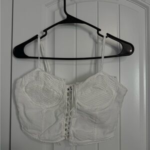 Forever 21 White Lace-Up Crop Top